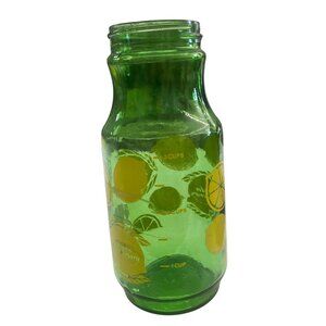Golden Anniversary Green Glass Jar With Lemon Print Vintage Decorative Kitchenwa